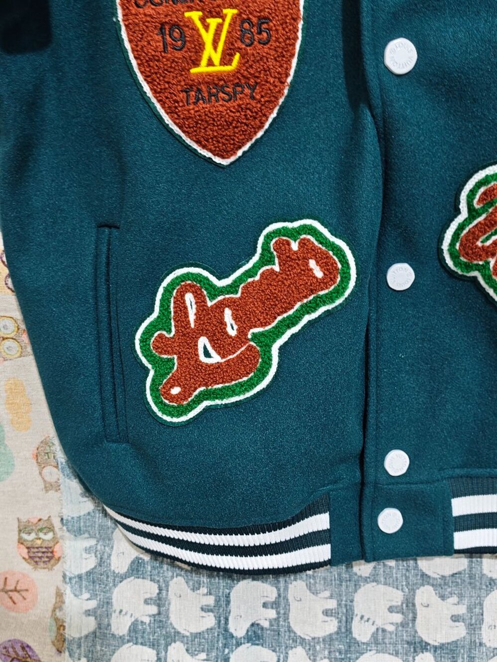 Louis Vuitton Teal Varsity Jacket Unisex US L - Picture 5 of 14